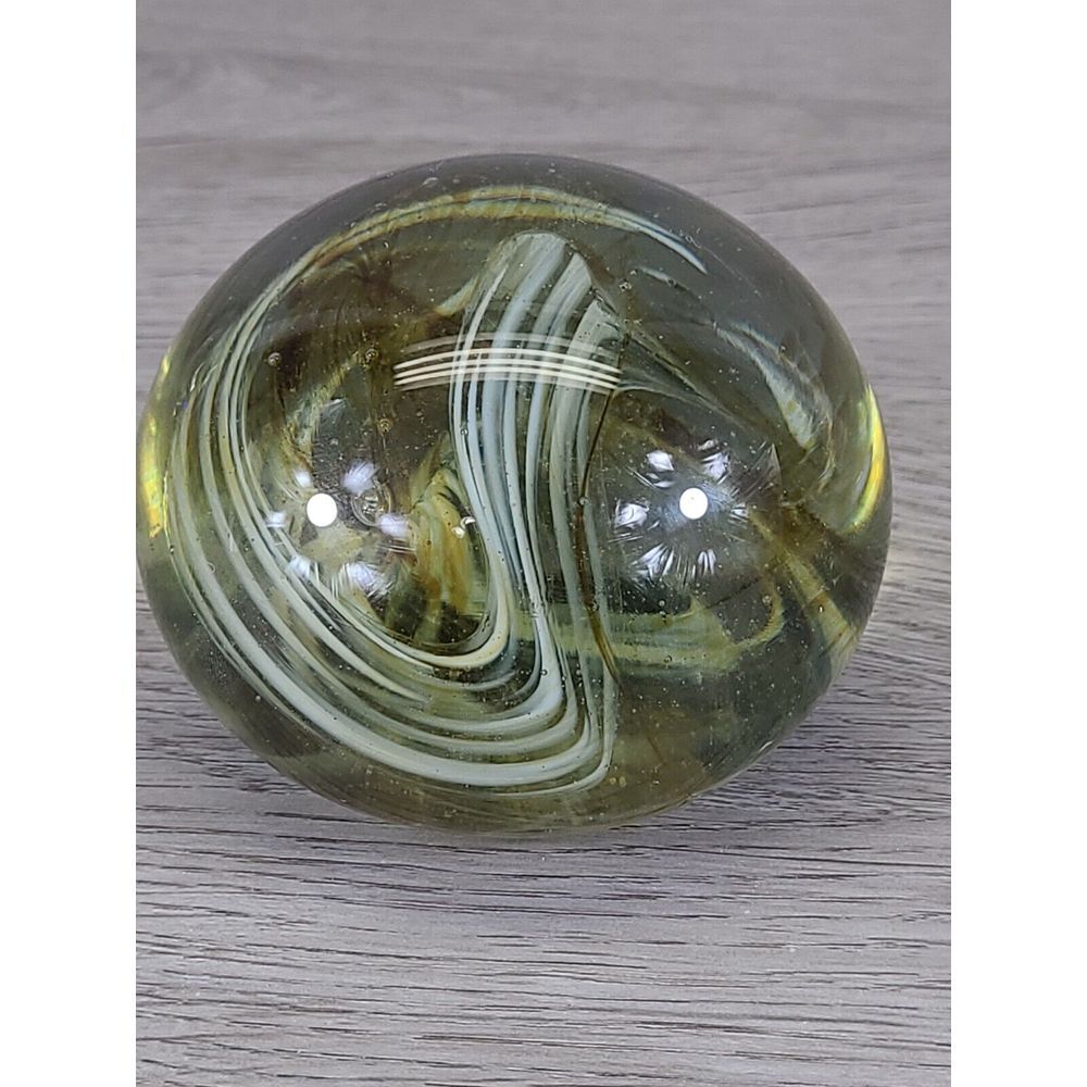 C.Red.W Signed paperweight‎ Art Glass Gold and White Swirls heavy